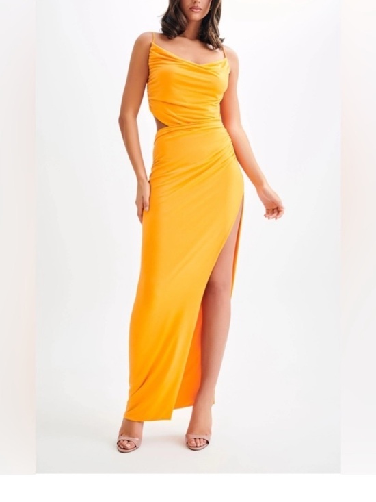 Meshki Dresses & Skirts - NWT Meshki Jemma Orange Sherbert Stretch Dress Cut Out Maxi Dress